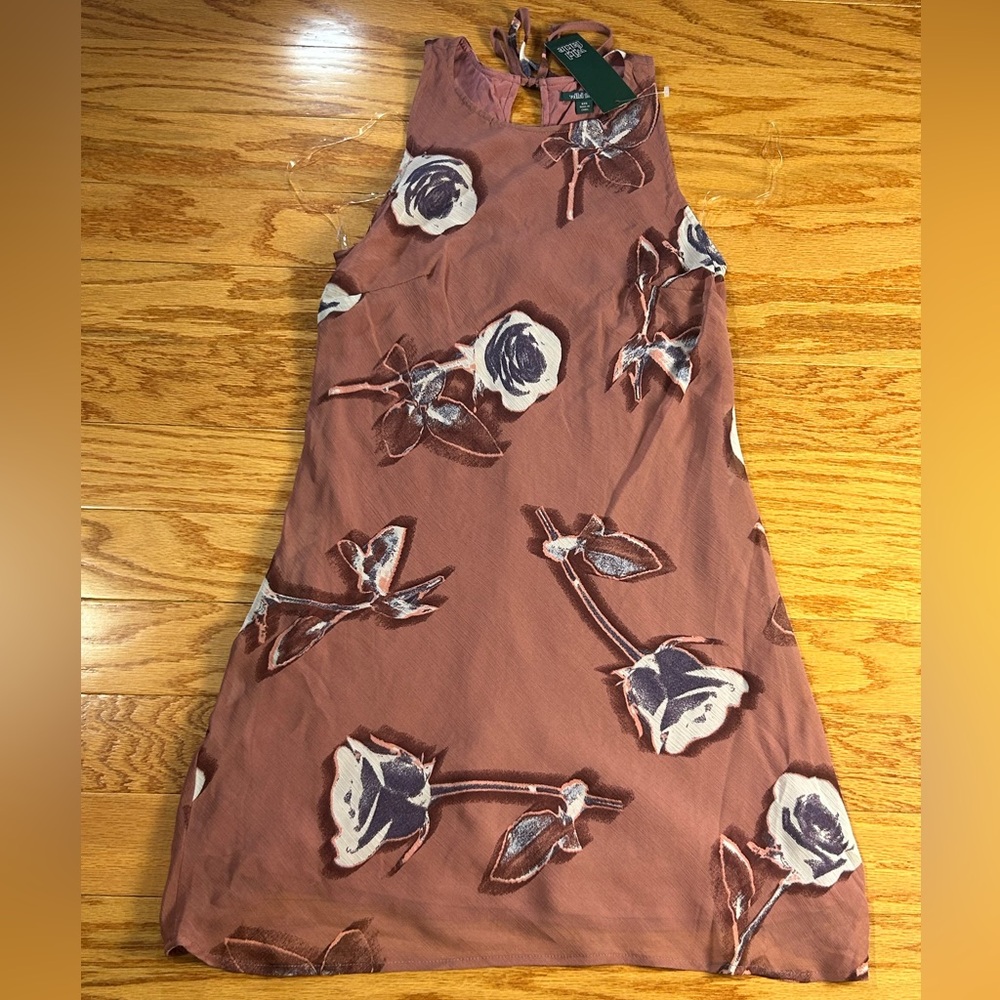 Floral Sleeveless Dress - Brown and White